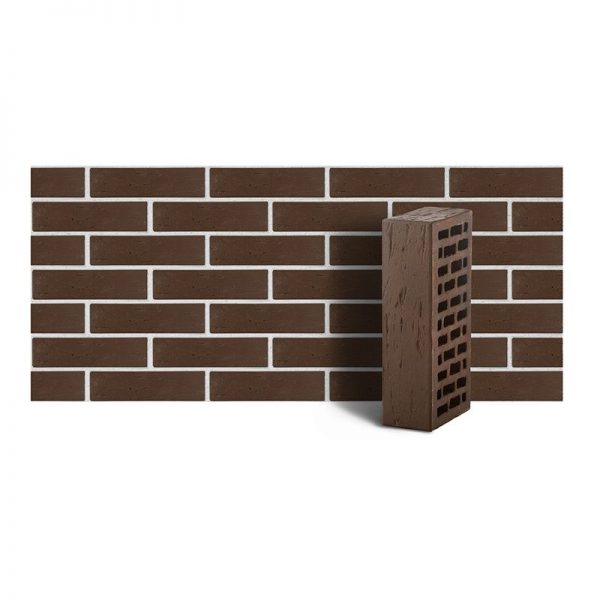 Кирпич лицевой ЛСР тёмно-коричневый рустик одинарный