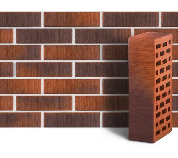 Кирпич лицевой ЛСР красный флэшинг тростник одинарный