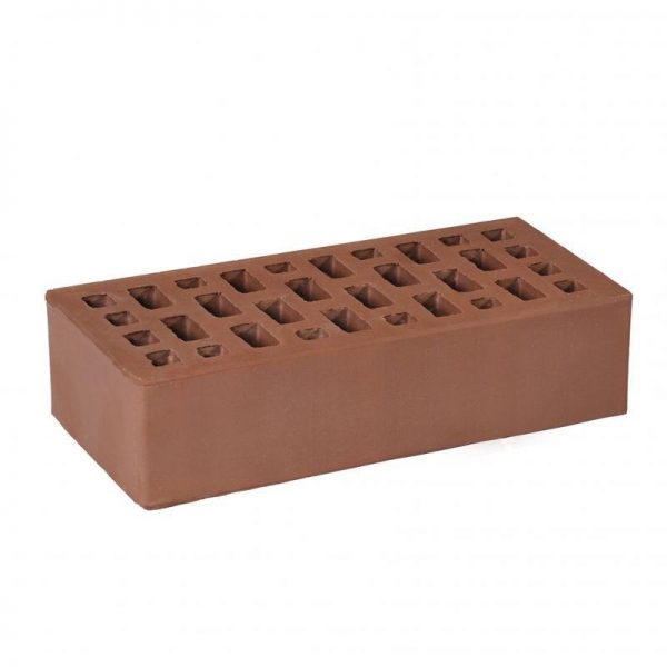 Кирпич лицевой Гжельский одинарный М175-200 F100, темно-коричневый. гладкий