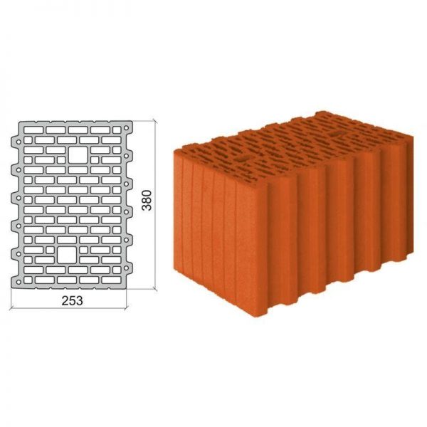 Керамический блок крупноформатный Poromax-380 поризованный