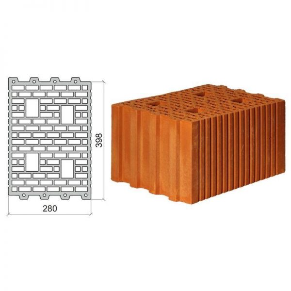 Керамический блок крупноформатный Poromax-280 поризованный