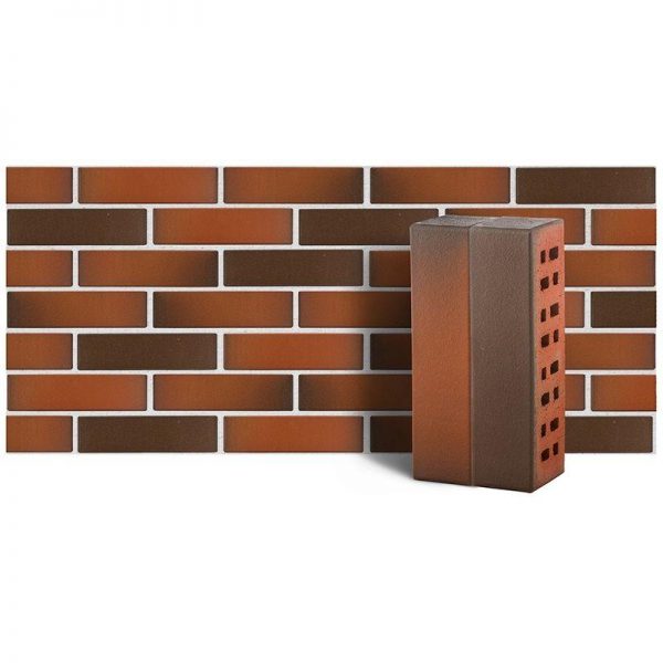 Клинкер фасадный ЛСР М300 красный флешинг Ноттингем гладкий 250х85х65 0.7 НФ