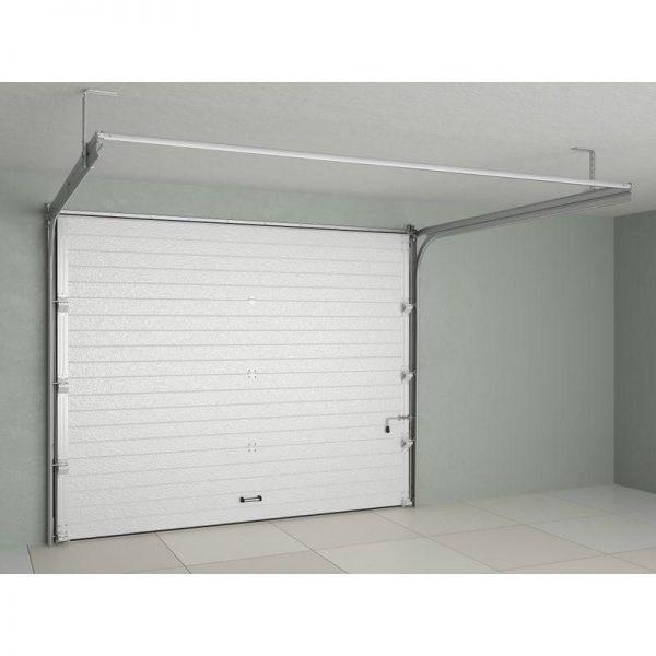 Гаражные секционные ворота из стальных сэндвич-панелей с пружинами растяжения RSD01BIW