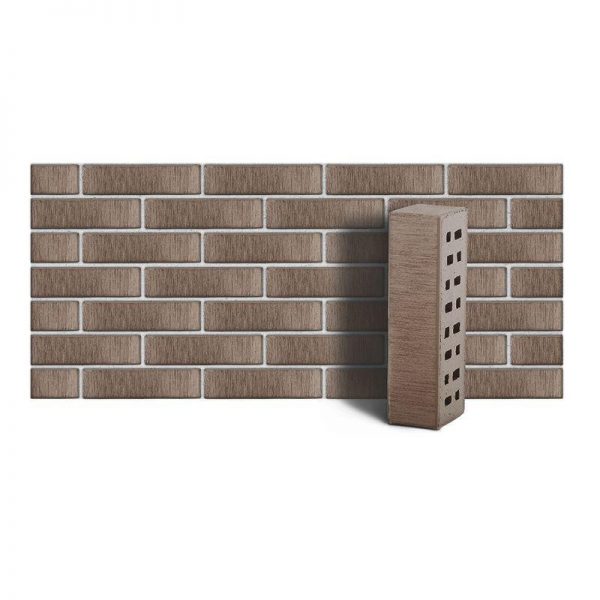 Клинкер фасадный серый “Стокгольм” с рельефной поверхностью “Тростник”