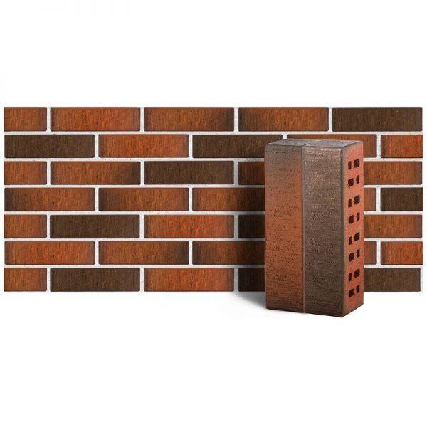 Клинкер фасадный ЛСР М300 красный флешинг Ноттингем тростник 250х85х65 0.7 НФ