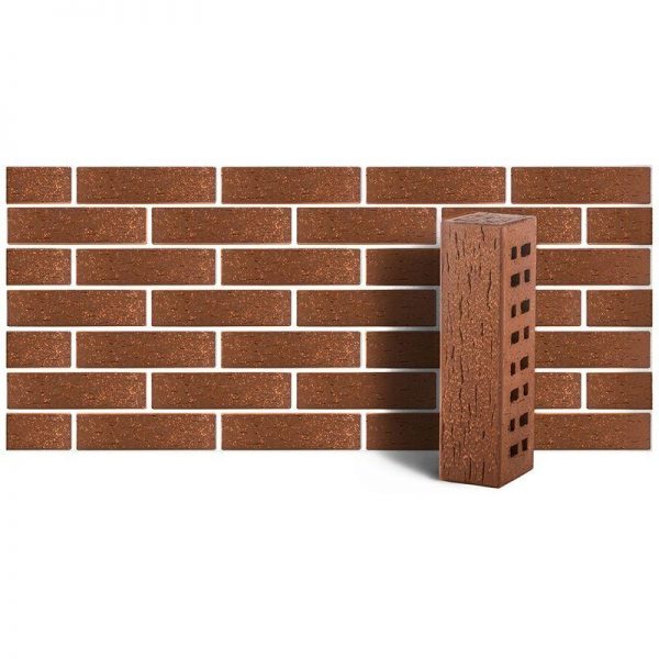 Клинкер фасадный ЛСР М300 темно-красный Эдинбург береста с песком М250х85х65 0.7 НФ