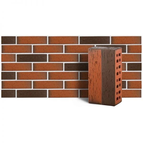 Клинкер фасадный ЛСР М300 красный флешинг Ноттингем береста 250х85х65 0.7 НФ