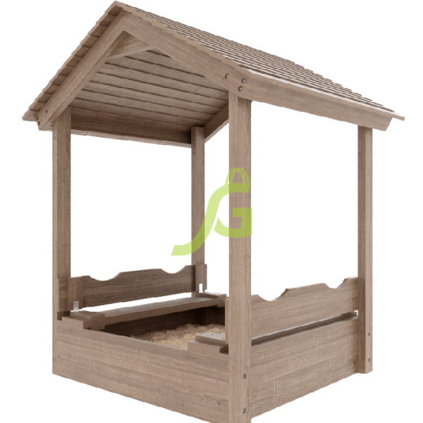 Детская деревянная песочница с крышей