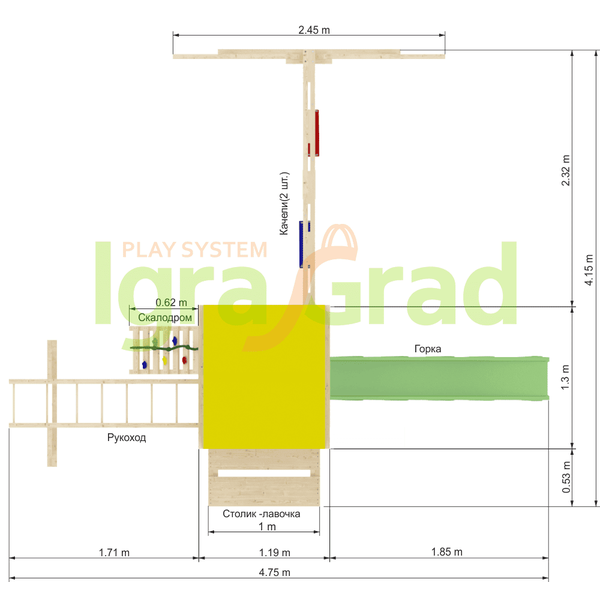 Детская площадка IgraGrad Крафтик со столиком и рукоходом Детская площадка IgraGrad Крафтик со столиком и рукоходом