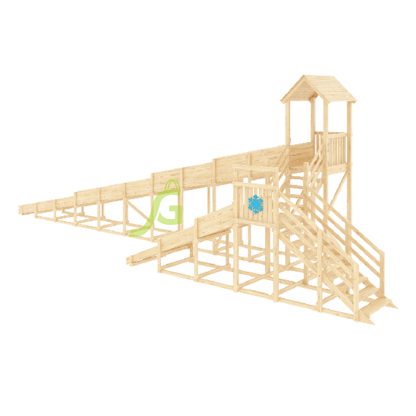 Зимняя деревянная горка ‘IgraGrad Snow Fox 12 м’ с двумя скатами, без окраски