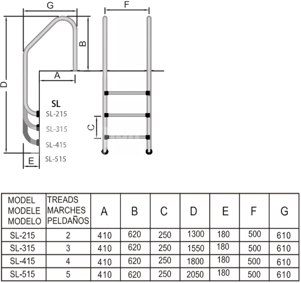 Лестница 3 ступени Mayer Schwimmbad STANDART SL-315