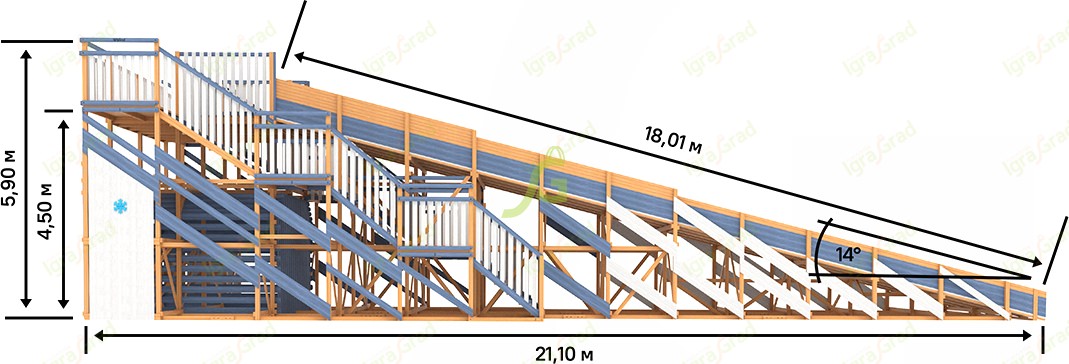 Зимняя горка IgraGrad Snow Fox, скат 18 м мод.2 Зимняя горка IgraGrad Snow Fox, скат 18 м мод.2