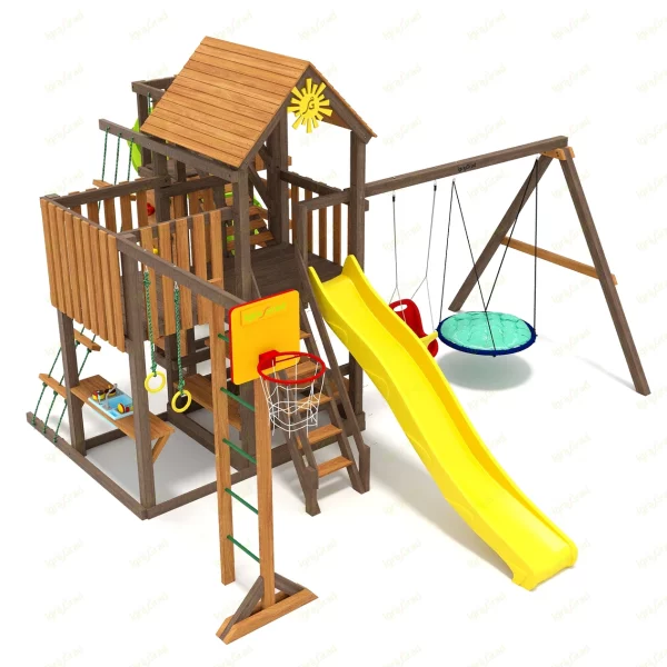 Детская площадка IgraGrad Панда Фани с балконом мод.1 и трубой 2.1м