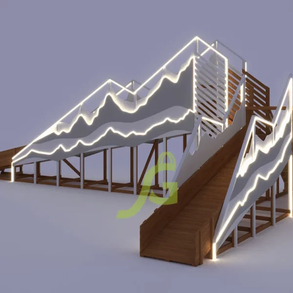 Зимняя деревянная горка “IgraGrad Snow Fox 12 м” с двумя скатами мод.5