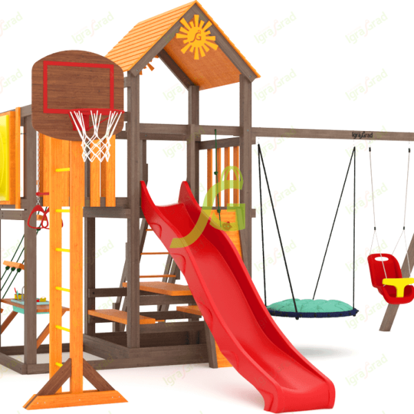 Детская площадка IgraGrad Панда Фани с балконом и трубой