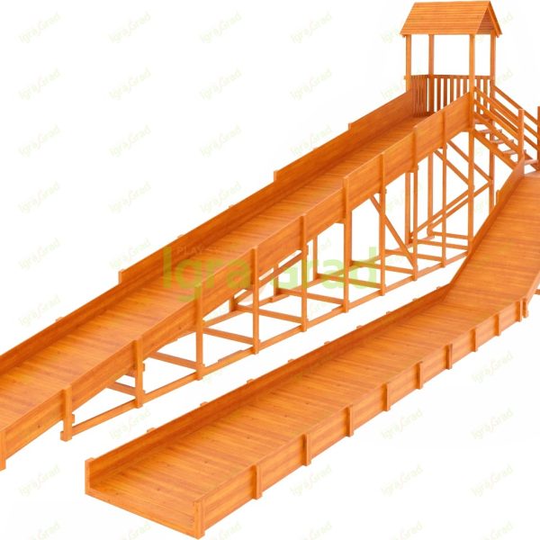 Зимняя горка “IgraGrad Snow Fox 12 м” с двумя скатами и выкатом 8 м