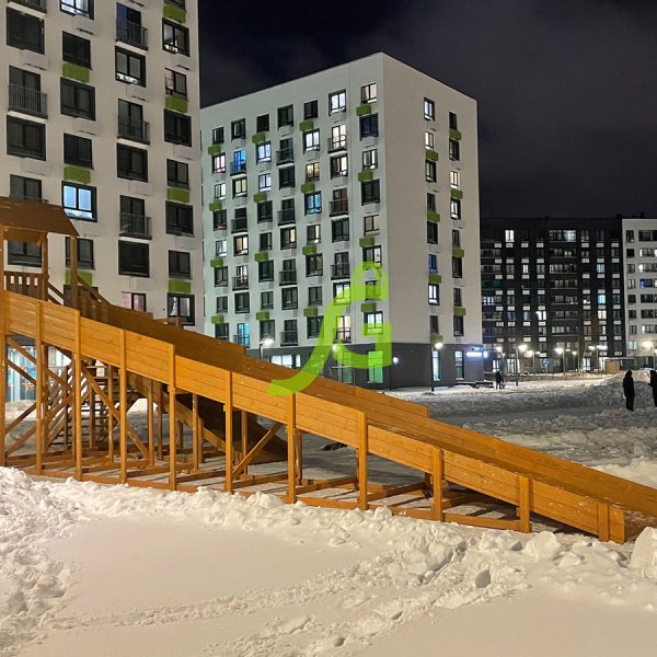 Зимняя деревянная горка “IgraGrad Snow Fox 12 м” с двумя скатами