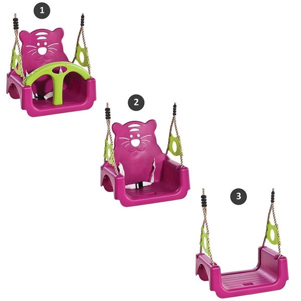 Серия ZO модель 8 – сидение качели пластиковое TRIX 3в1 на канатах (элемент качелей для частных владений)