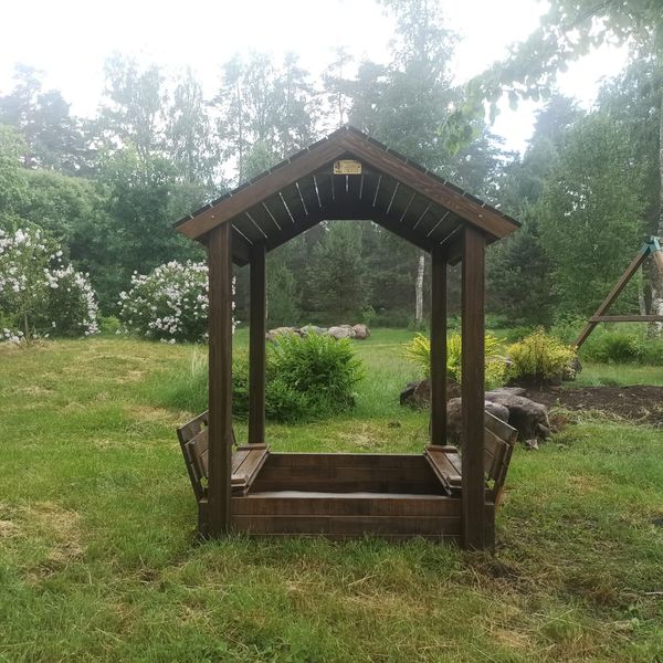 Серия P модель 1 – песочница с крышкой «трансформер» и теневым навесом