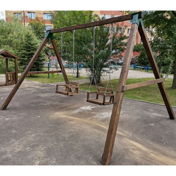 Серия ТО модель 2 – сидение качели деревянное со спинкой на цепях