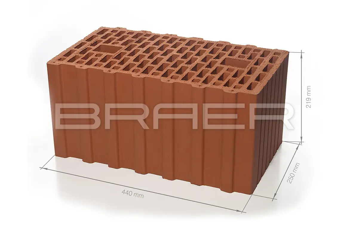 Керамические блоки BRAER Ceramic Thermo 12.4 НФ (Крупноформатный поризованный блок 44) Керамические блоки BRAER Ceramic Thermo 12.4 НФ (Крупноформатный поризованный блок 44)